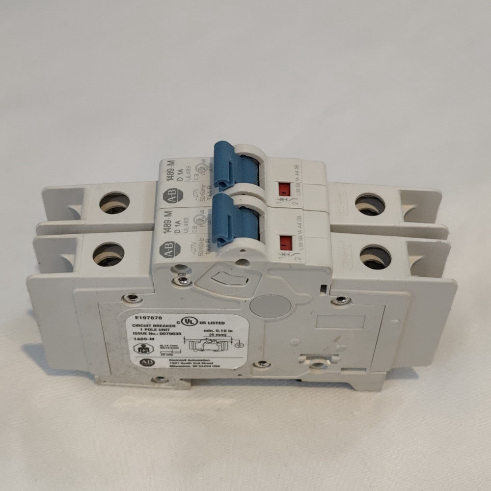 Lot of 2 Allen Bradley 1489-M1D010 Ser D Circuit Breaker 1-Pole 2A 277V