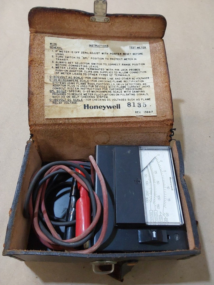 Vintage Honeywell W136 Test Meter w/ Hard Case, Manual, Leads, Rev B EXC!