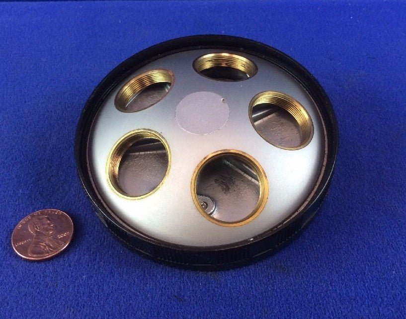 NIKON OBJECTIVE LENS TURRET W/ 5 THREADED PORTS From PHASE CONTRAST MICROSCOPE