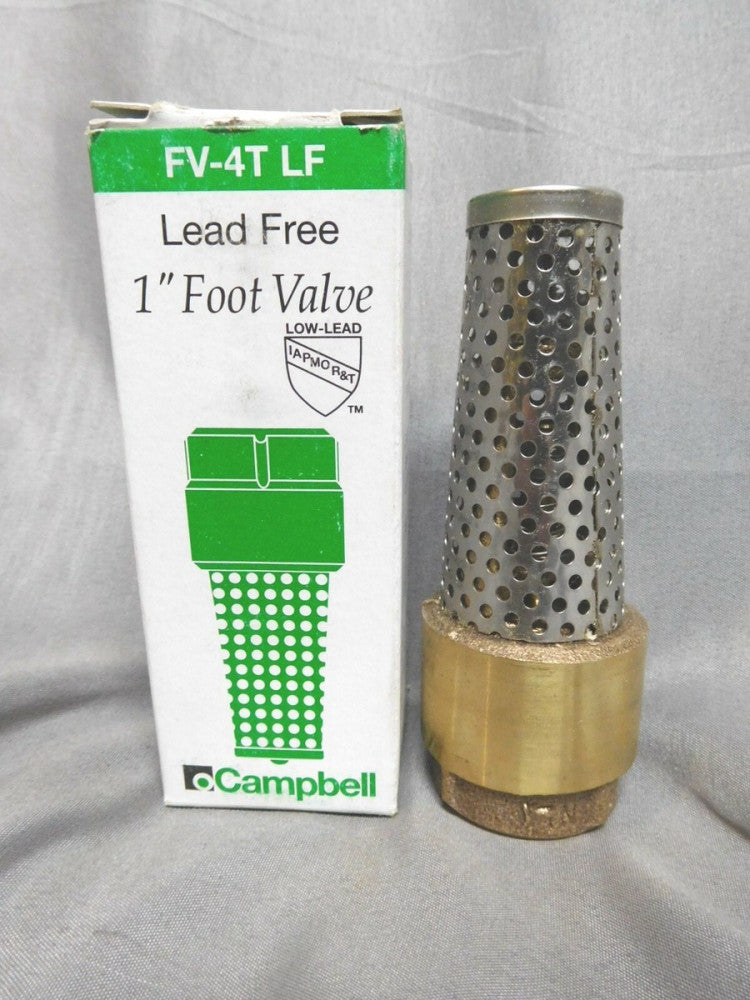 CAMPBELL ~ (NEW in BOX) ~ 1" FOOT VALVE ~ ( LEAD FREE ) ~ PN# FV-4T LF ~ (NEW)