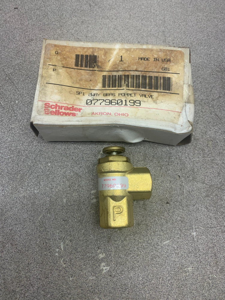 NEW IN BOX PARKER 1/4" 2-WAY BRASS POPPET VALVE 077960199