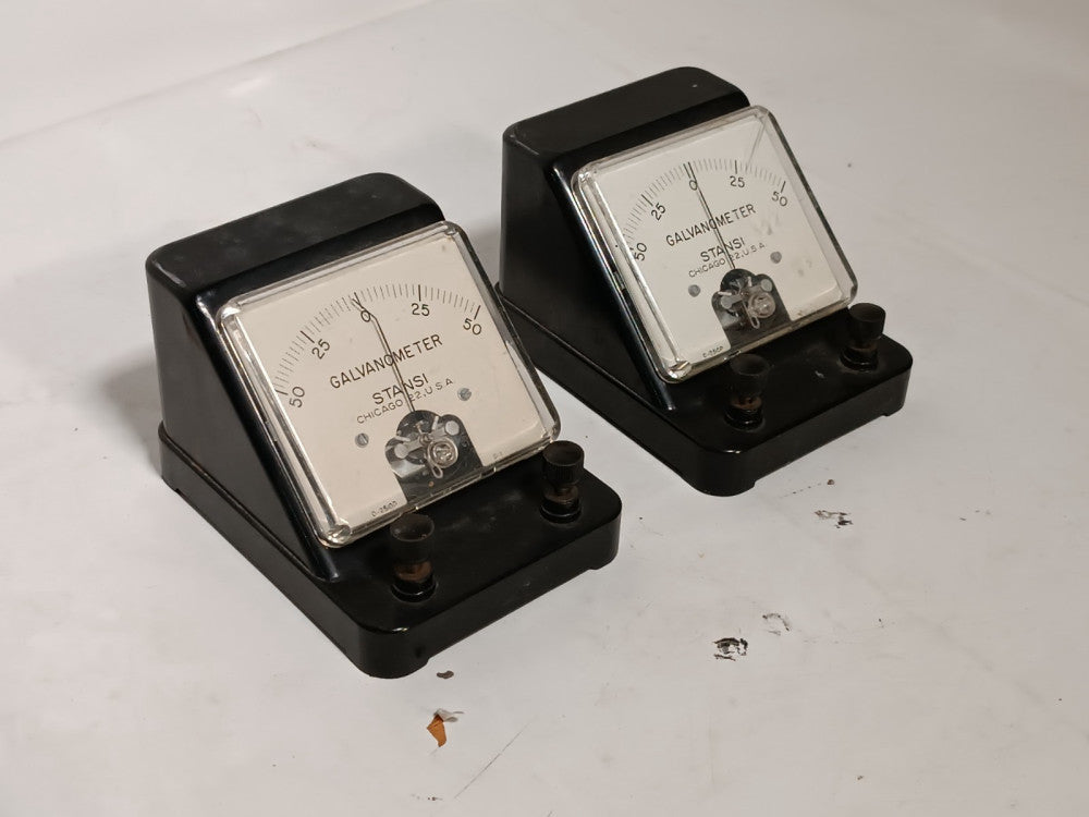 Lot of 2 Stansi D2510-P Galvanometer, 0-50 GAL Electrical Current Measurement