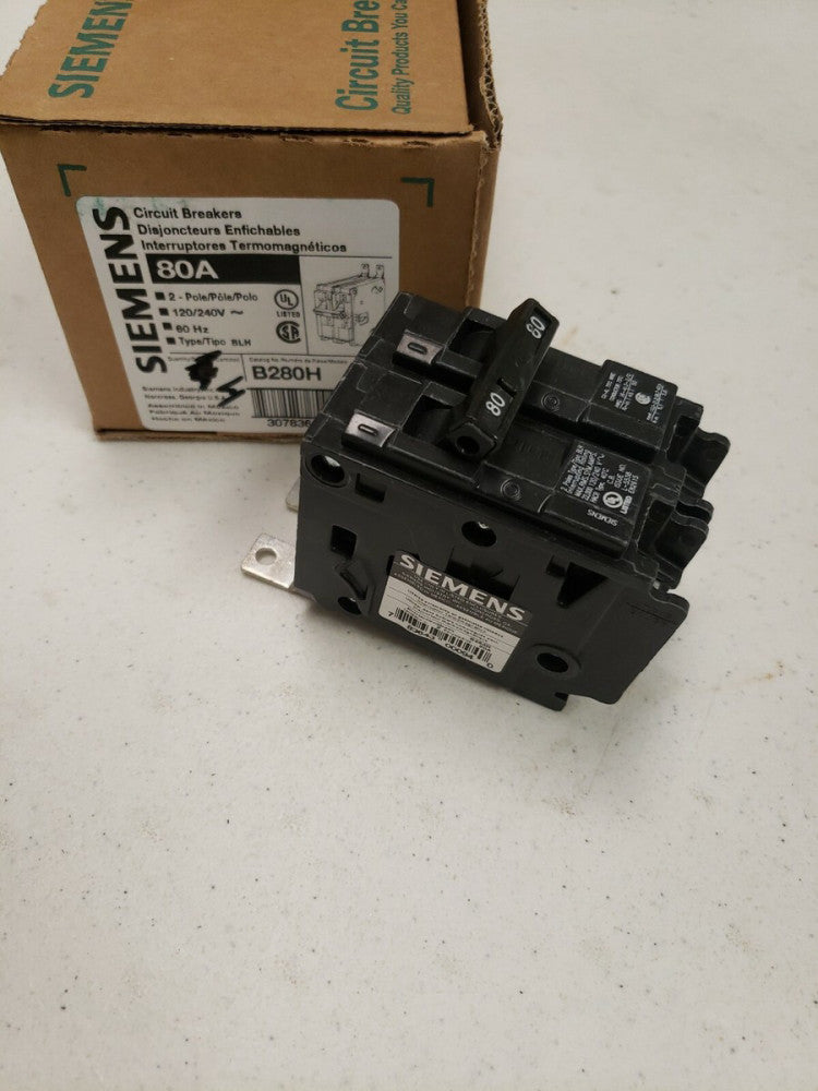 1 New SIEMENS B280H, 2 Pole 80 Amp 240V 22KA CIRCUIT BREAKER Type BLH
