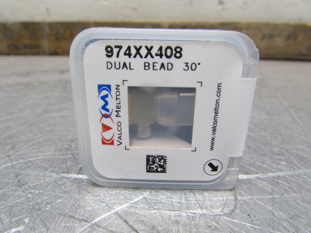 NEW! VALCO MELTON 974XX408, HOT MELT DUAL BEAD NOZZLE, 0.60mm , 30 DEG.  SEALED!