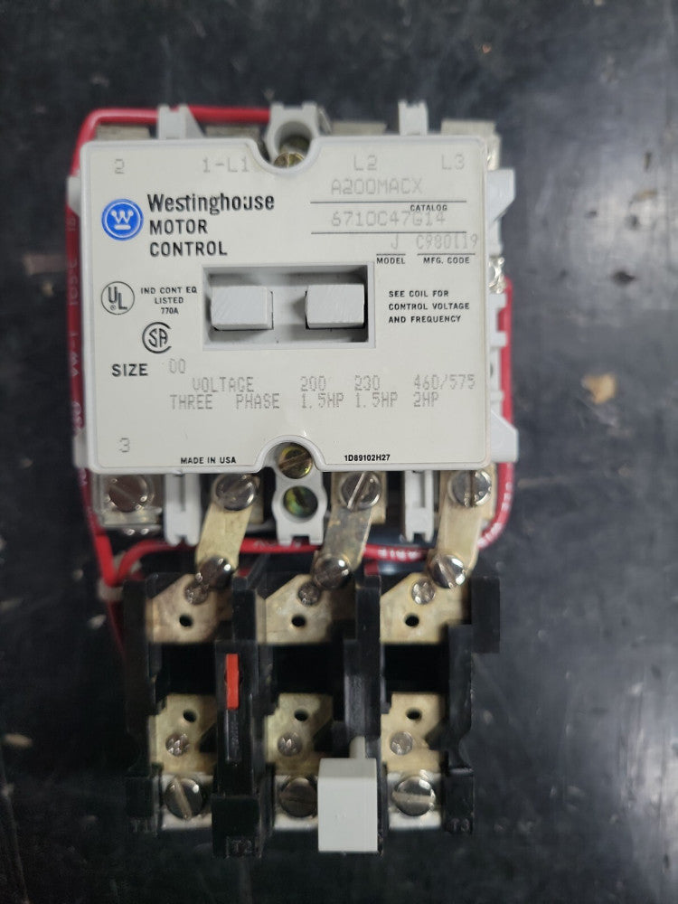 Westinghouse A200MACX Model J AC Non-Reversing, A200 Series Starter