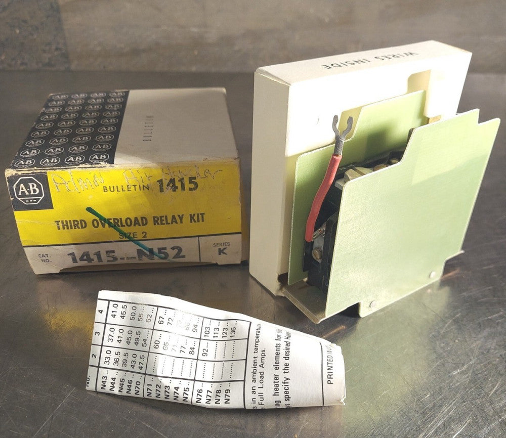 A-B ALLEN BRADLEY 1415-N52 Series K. Third Overload Relay Kit.