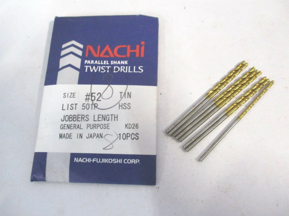 Nachi #52 501P HSS TiN General Purpose Jobber Drill Bits - Pack of 8