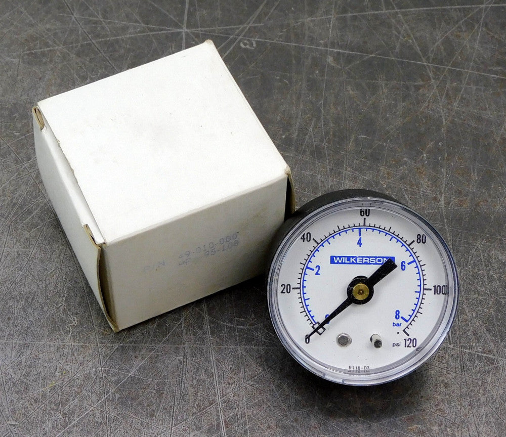 Wilkerson RRP-95-108 Pneumatic Pressure Gauge 120 PSI 8 Bar 49-010-000 1/4" NPT
