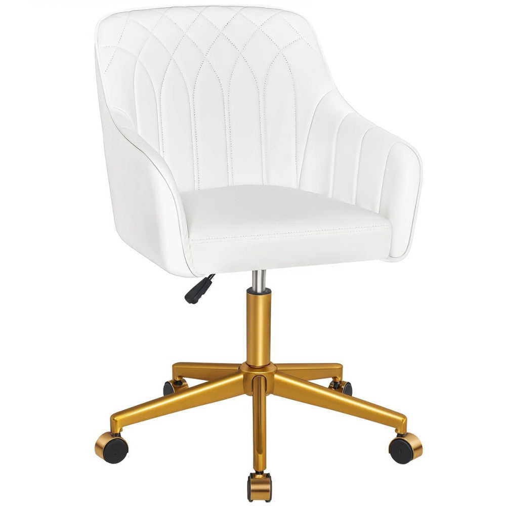 Modern PU Swivel Home Office Desk Chair with Back & Rolling Wheels, Adjustabl...