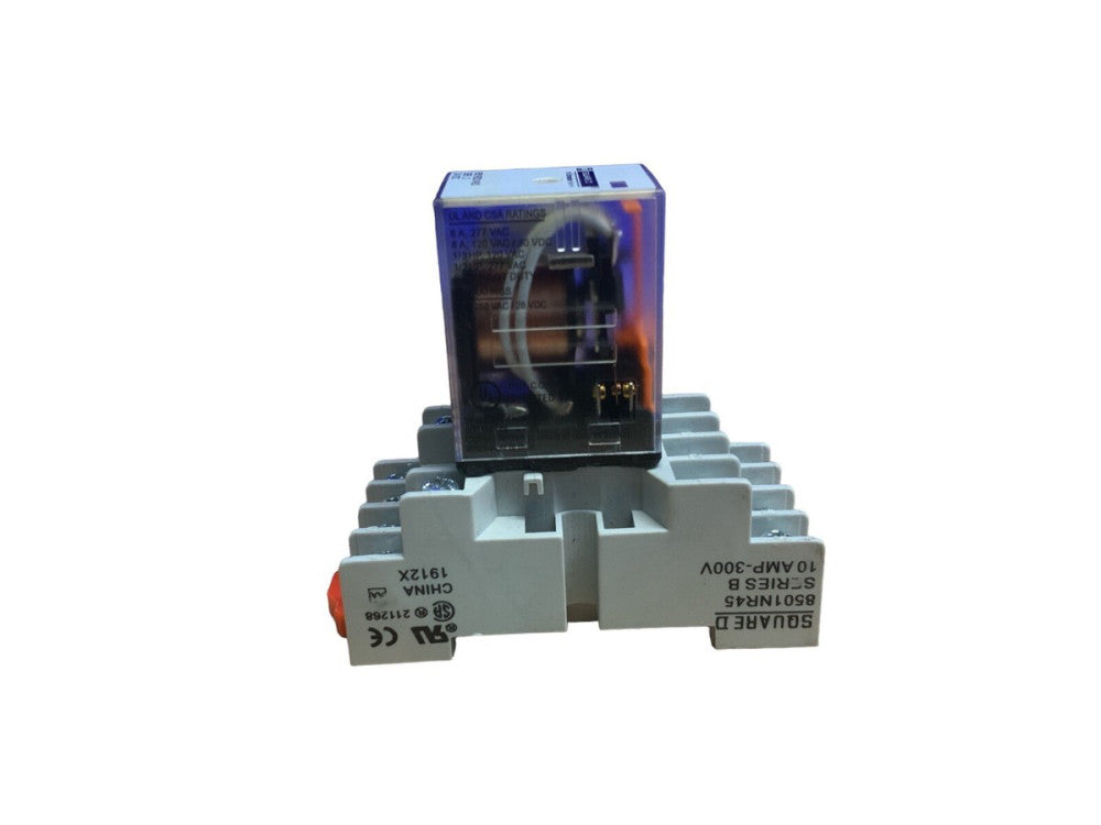 SQUARE D RELAY 8501RS14V20 SERIES D WITH 8501NR45 SERIES B RELAY SOCKET