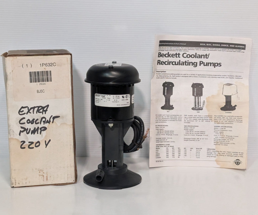 Fasco Beckett Corp. BJ5C coolant/ recirculating pump, Z5104, 3000RPM, 230V, 60Hz