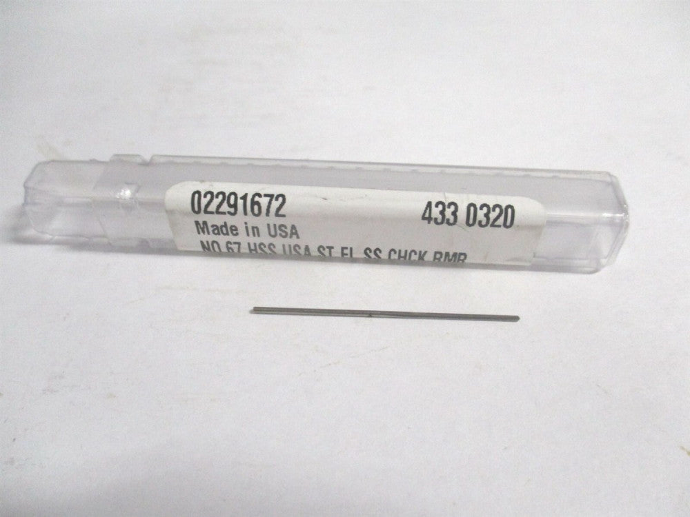 (433-0.0320) #67 1/2" x 1-3/8" Straight Shank HSS 3-Flute Chucking Reamer 