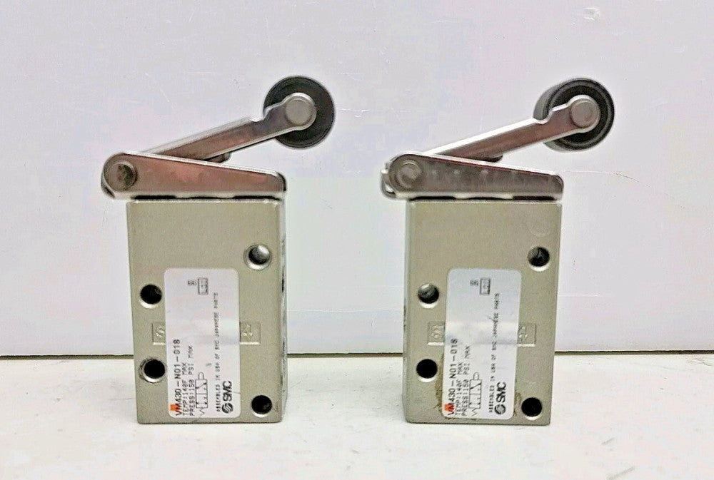 2 Pack Smc VM430-N01-018 Mechanical Valve With Roller Actuator 150 Psi Max Used