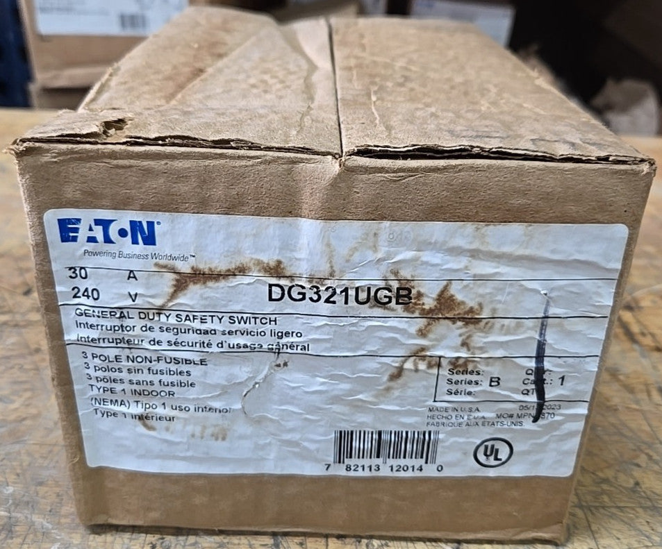 Eaton DG321UGB 3Pole 30 Amp 240 Volt Non Fusible NEMA 1 Indoor Disconnect  NOS