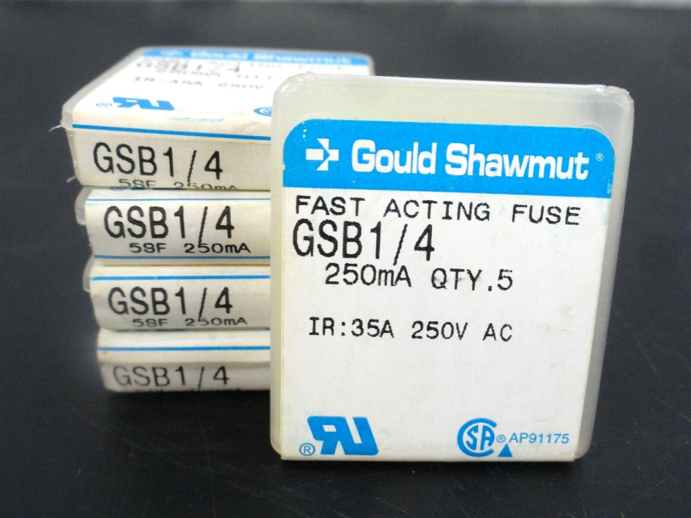 NEW (LOT OF 25) Gould Shawmut GSB1/4 ( FAST ACTING FUSE ) I.R.35A@250V AC, 250mA