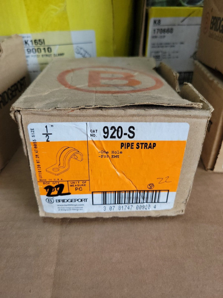 Bridgeport 1/2in 920-S Pipe Strap Box of 22 NEW
