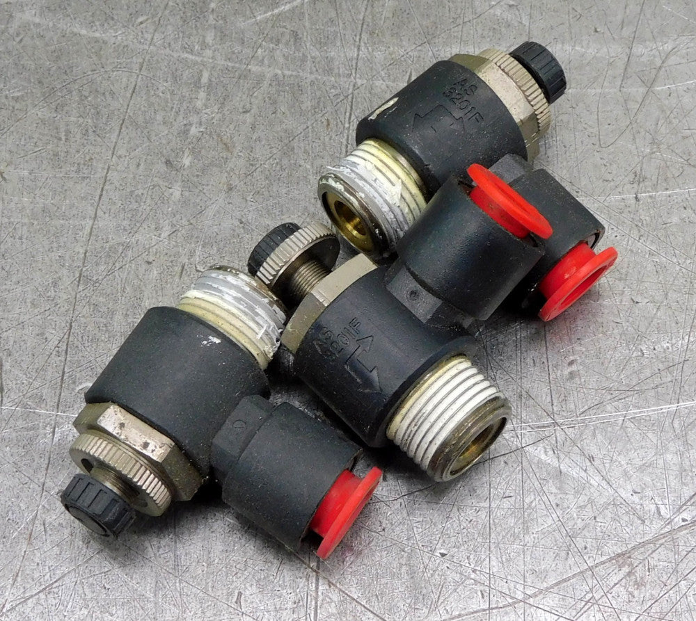 SMC AS3201F Pneumatic Air Flow Fitting 3/8" Tube DIA x NPT Lot of Three (3)