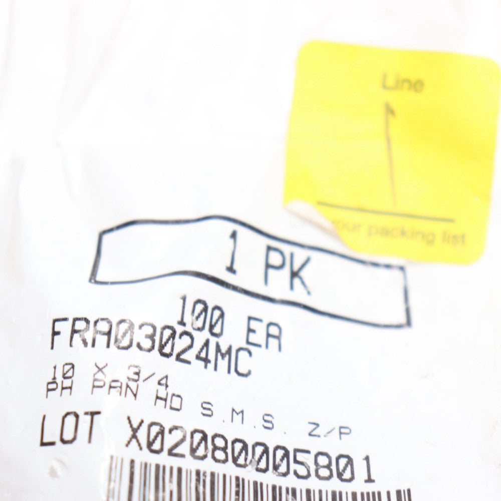 (100-Pk) Phillips Pan Head Sheet Metal Screws Zinc Plated 10X3/4" FRA03024MC