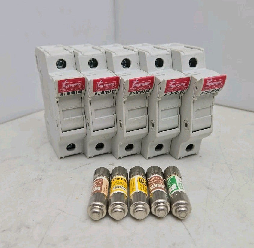 5 Pack Bussmann CHM1DU 32A 600V Midget CHM 1DU Fuse Holder 1 Pole w/Fuse