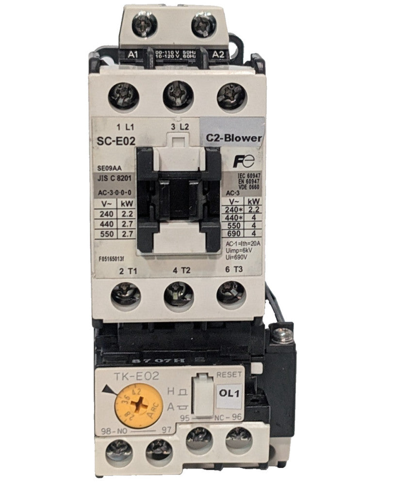 Fuji Electric TK-E02 Thermal Overload Relay with SC-E02 C2-Blower Contactor Assy