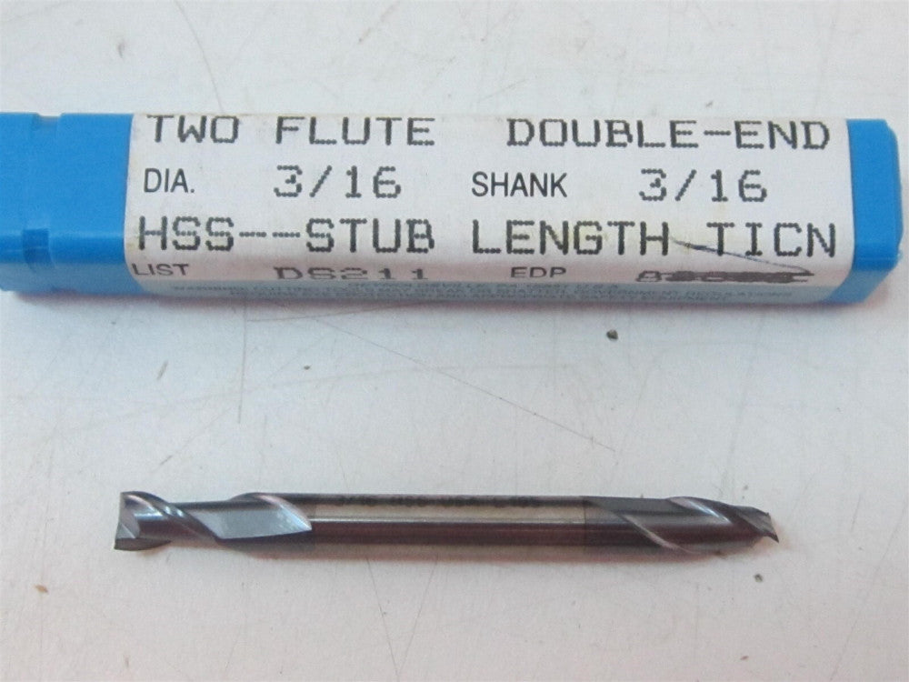 Niagara HSS TiCN 3/16 X 9/32 X 2 x 3/16 Center Cutting End Mill New 