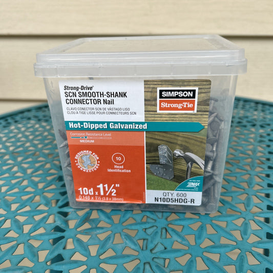 (QTY 600) Simpson N10D5HDG-R 1-1/2" x .148" HDG Connector Nails 10d Smooth