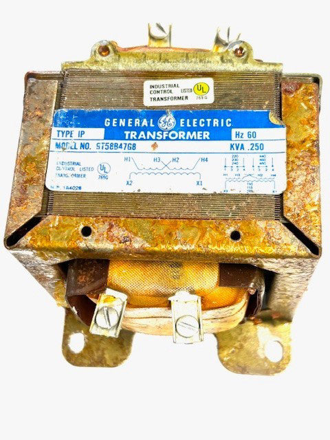 GENERAL ELECTRIC CONTROL TRANSFORMER 9T58B47G8 KVA RATING 0.250 TYPE IP