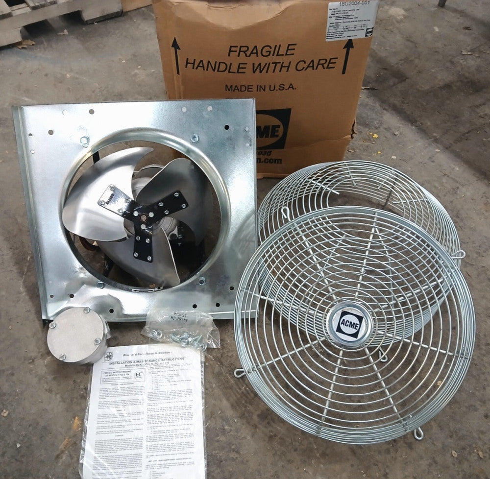 ACME DIRECT DRIVE PROPELLER WALL FAN FQ12 D4 W/MARATHON AC MOTOR 1/6 HP 1725 RPM