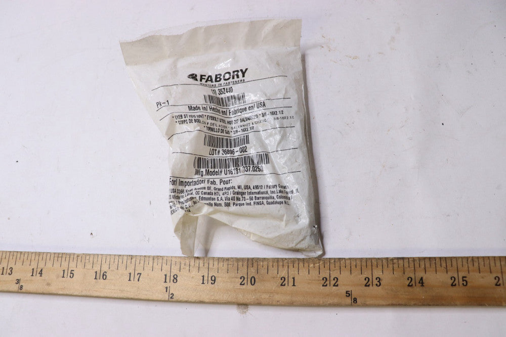 Fabory Eyebolt Without Shoulder Steel 3/8" 16 Thread Size 3/4" U16181.037.0250