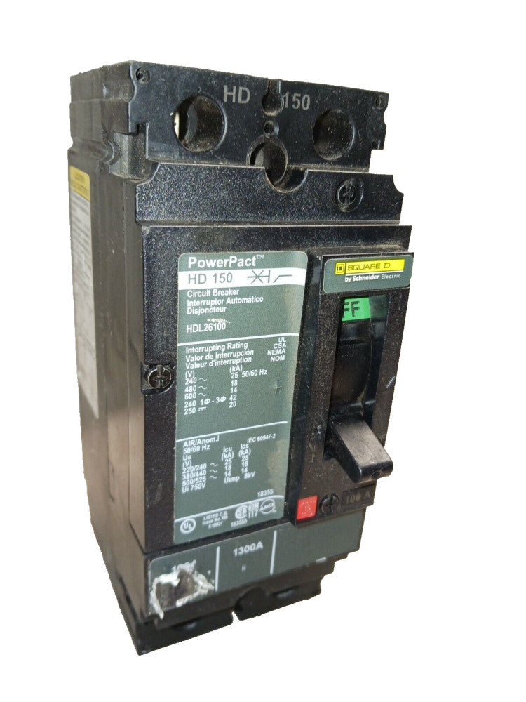 SQUARE D HDL26100 POWERPACT CIRCUIT BREAKER 100 AMP 2 POLE 600 VAC