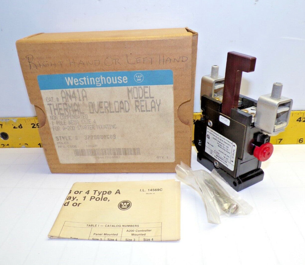 NEW WESTINGHOUSE SIZE 4 THERMAL OVERLOAD RELAY 600 VAC 1 POLE  AN41A