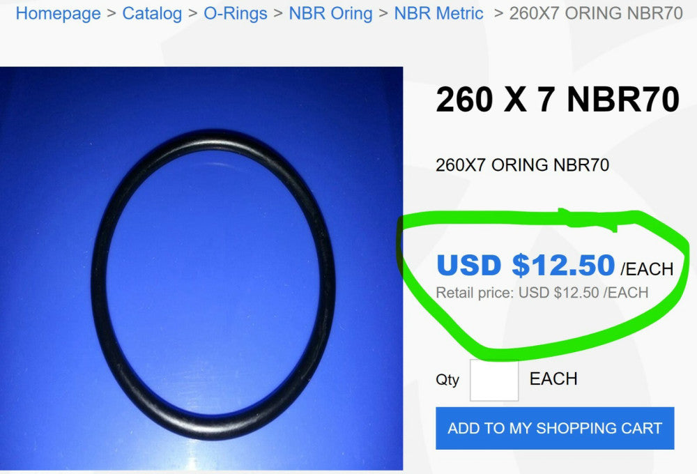 LOT OF (2) 260 X 7 NBR 70 O-RING SEAL BUNA N [Z2B5]