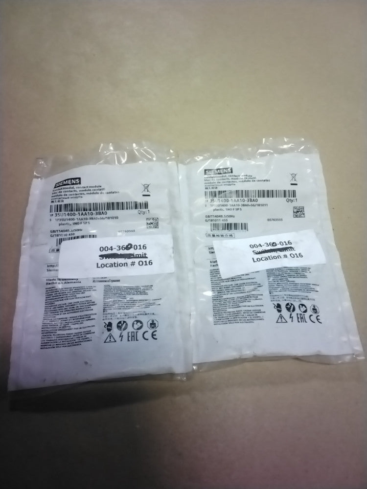SIEMENS 3SU1400-1AA10-3BA0 CONTACT MODULE, Lot Of 2