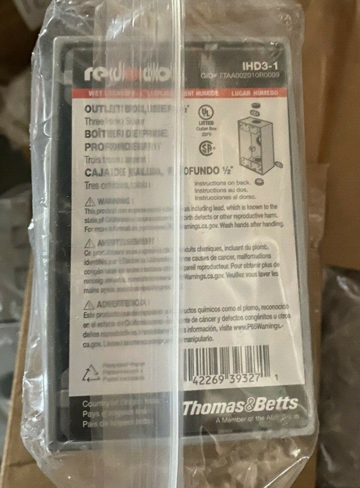  NEW 2pk Red Dot Device Outlet Box 1 Gang 3 Hub 2-13/16" W Silver/Gray IHD3-1 