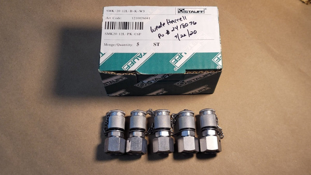 Lot of 5 Stauff 1210026041 SMK-20-12L-B-K-W3 Test 20 w/ 24° Taper