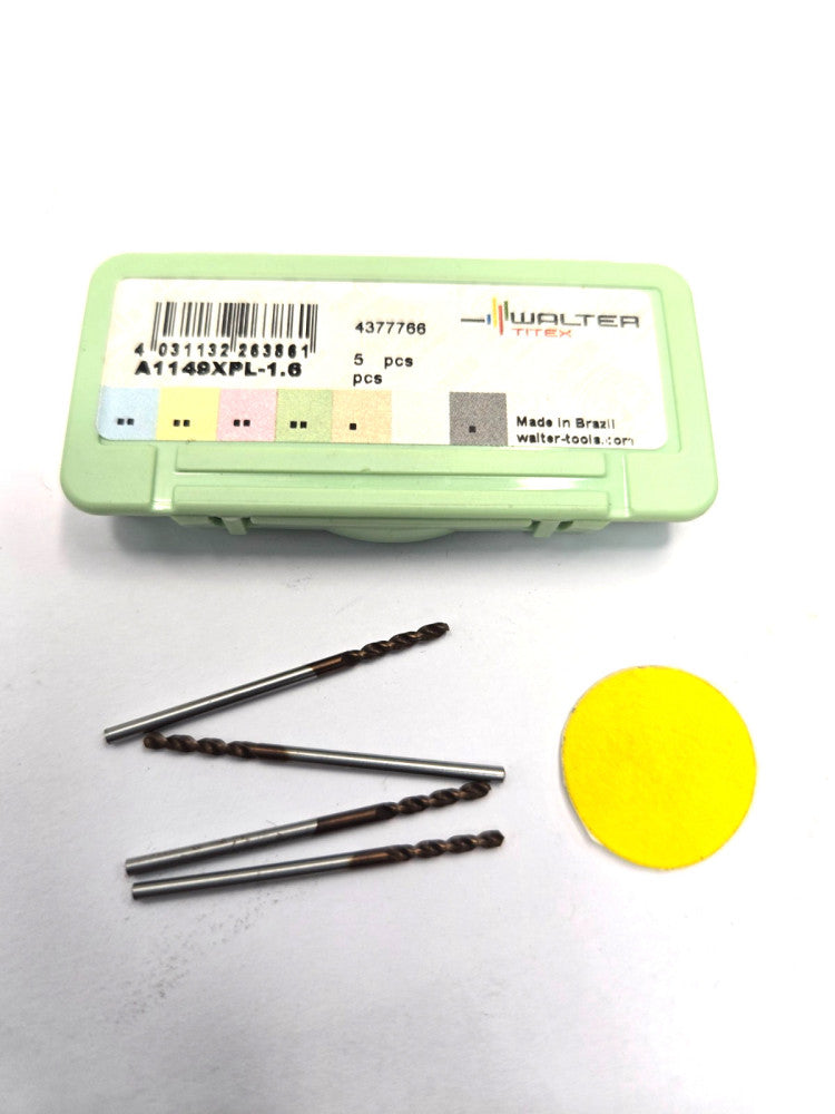WALTER DRILL BIT A1149XPL-1.6  130° CUTTING ANGLE  LOT OF 4