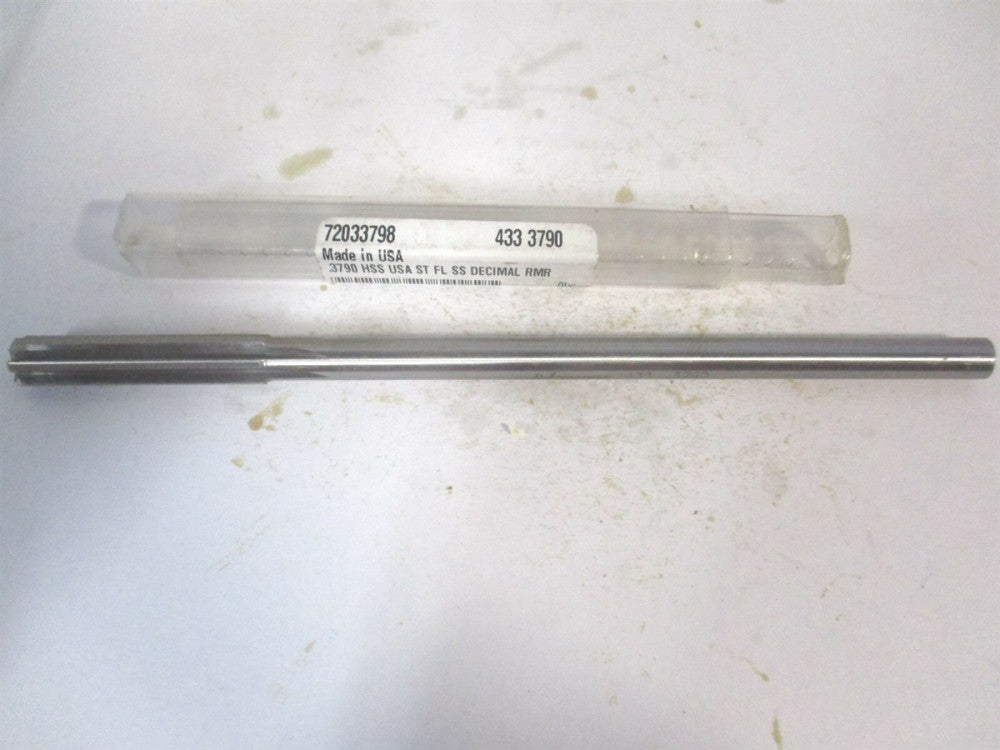(433-0.3790) 0.379" x 1-3/4" x 7" OAL 6-Flute Straight Shank HSS Chucking Reamer