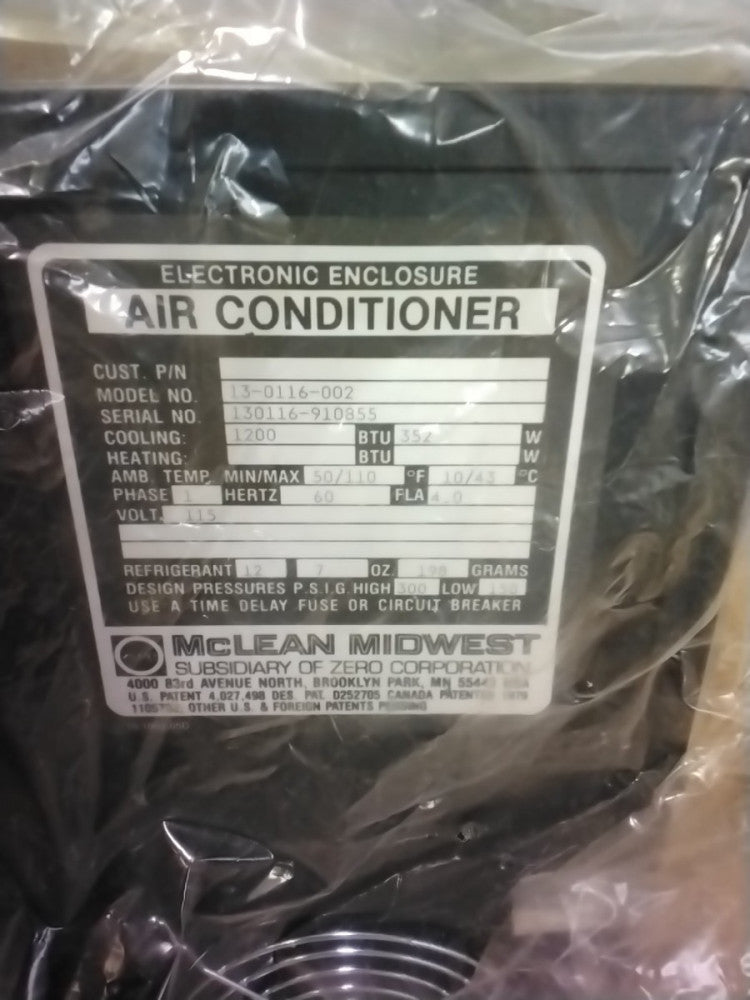 McLean Midwest 13-0116-002 Enclosure Air Conditioner Single Phase 1200 BTU 115V