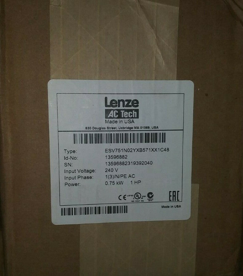 (1) LENZE INVERTER 240V ESV751N02YXB571XXC48