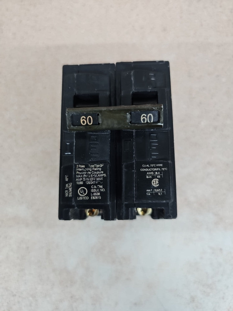 New Take Out! ITE Siemens Circuit Breaker QP260 2 Pole 60 Amp 240V 