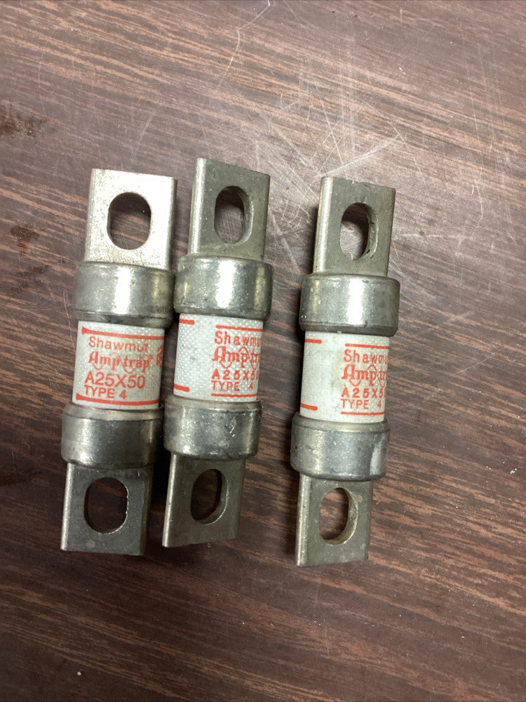 Shawmut Amptrap A25X50 Fuse 50 Amp 250V Lot of 3