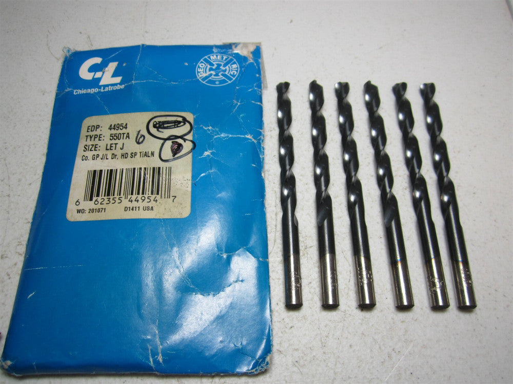 Chicago - Latrobe (44954) 4-1/8 OAL Letter J RH 135° Cobalt Jobber Drill - Qty 6