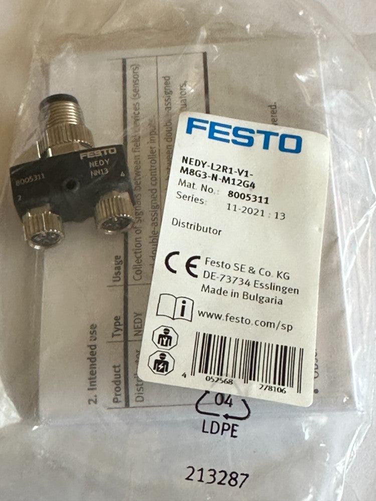 Festo NEDY-L2R1-V1-M8G3-N-M12G4 Gas Separation Block 8005311 - New Fast Ship