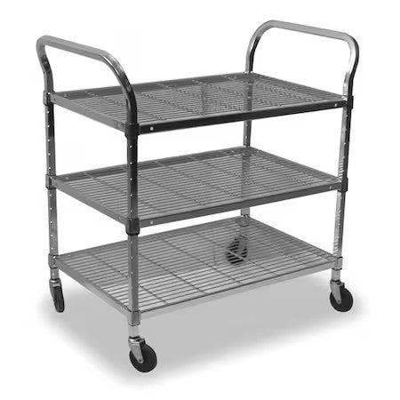 Zoro Select 2Hdg4 Wire Cart,3 Shelf,36X24x39,Zinc