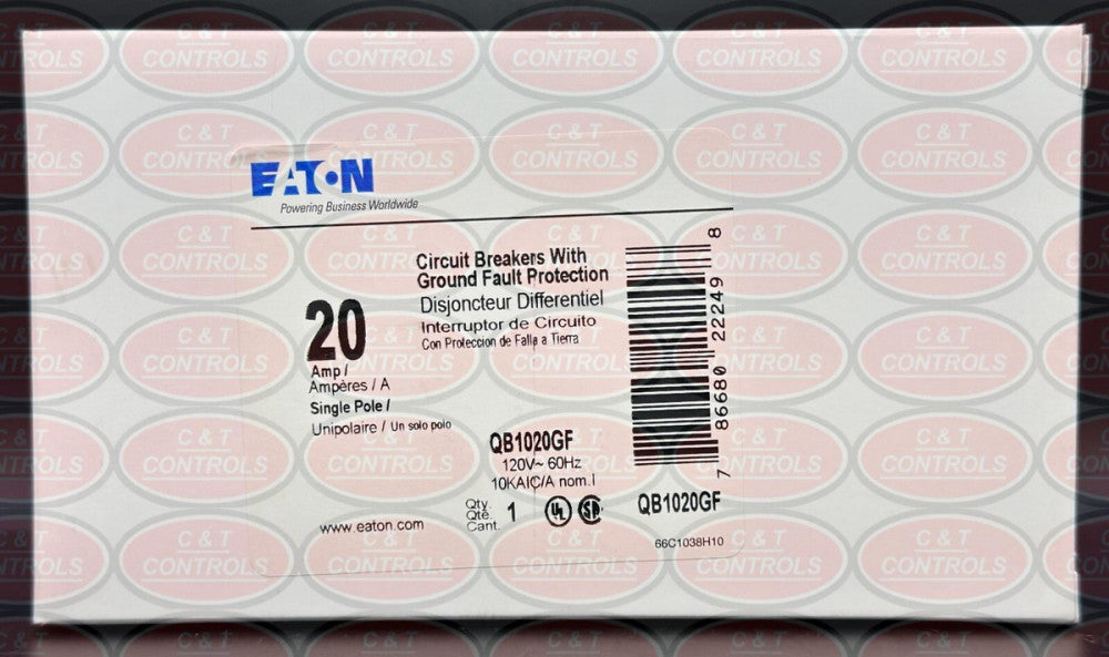 Eaton QB1020GF 1P 20A GFCI Bolt On Circuit Breaker New In Box USA Stock
