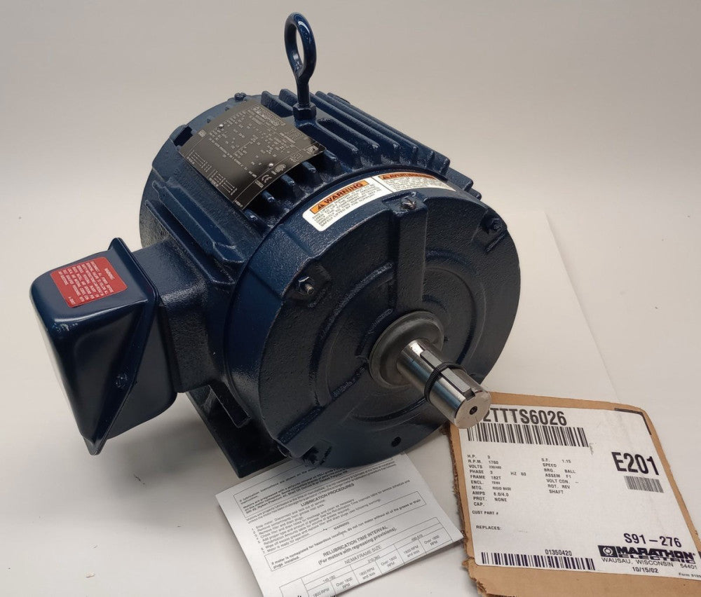 Marathon 9VL-182TTTS6026ED-L Electric Motor E201 3ph 3hp 230/460V 1760rpm TENV