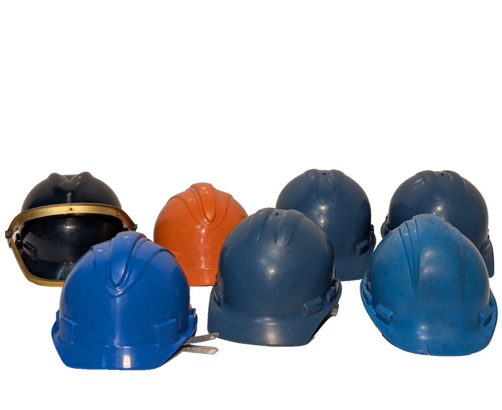 Lot of 7: Assorted Protective Helmets Dwyer Charger, Bullard 100G, SEI V-Gard