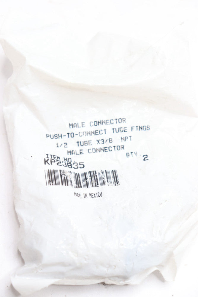 (2-Pk) Male Connector Push-To-Connect Tube Fittings 3/8" Thread x 1/2" OD