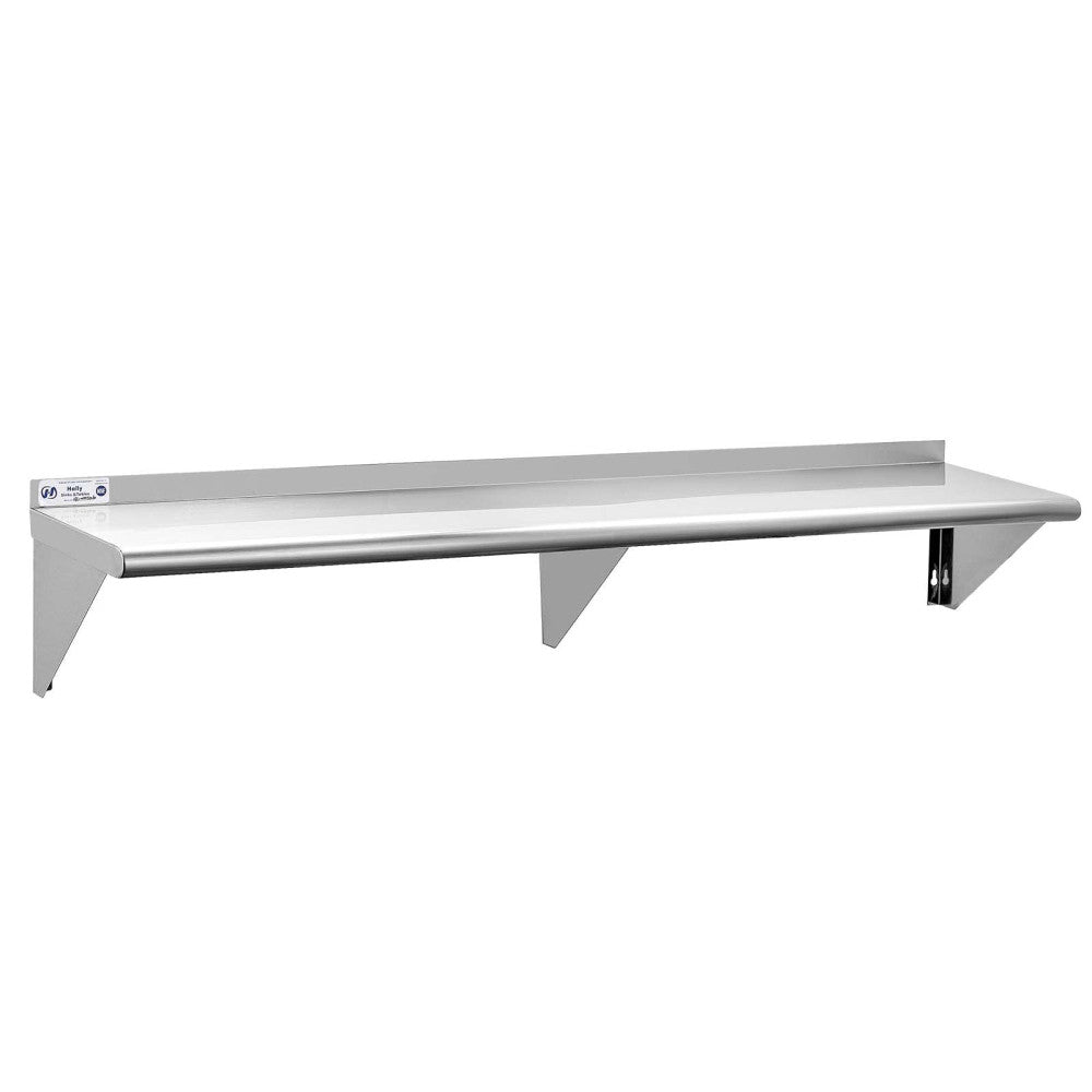 Hally Stainless Steel Shelf 12 x 72 Inches 345 lb, NSF Commercial Wall Mount ...