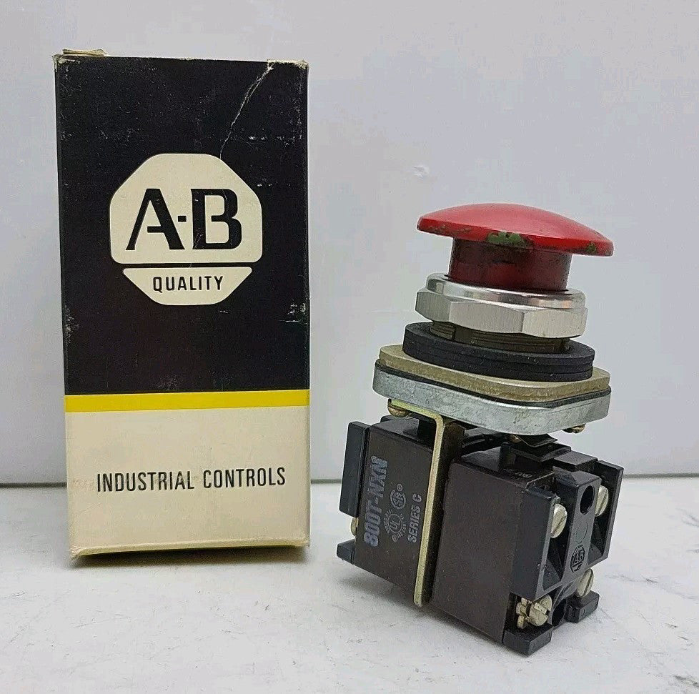 Allen Bradley 800T-D Red Push Button With 800T-NXN Contact Block Used 